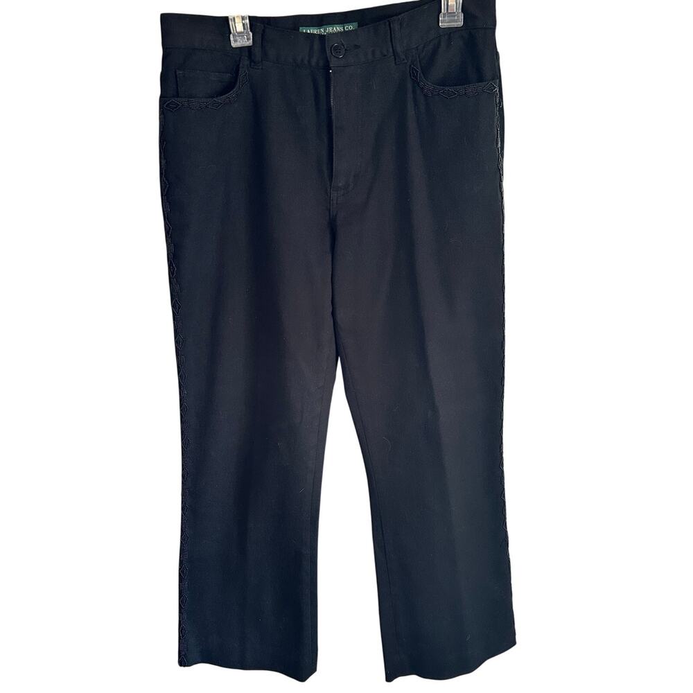 Lauren Jeans Co Ralph Lauren Black Beaded Trim Pants Size 12 Evening Work Dinner